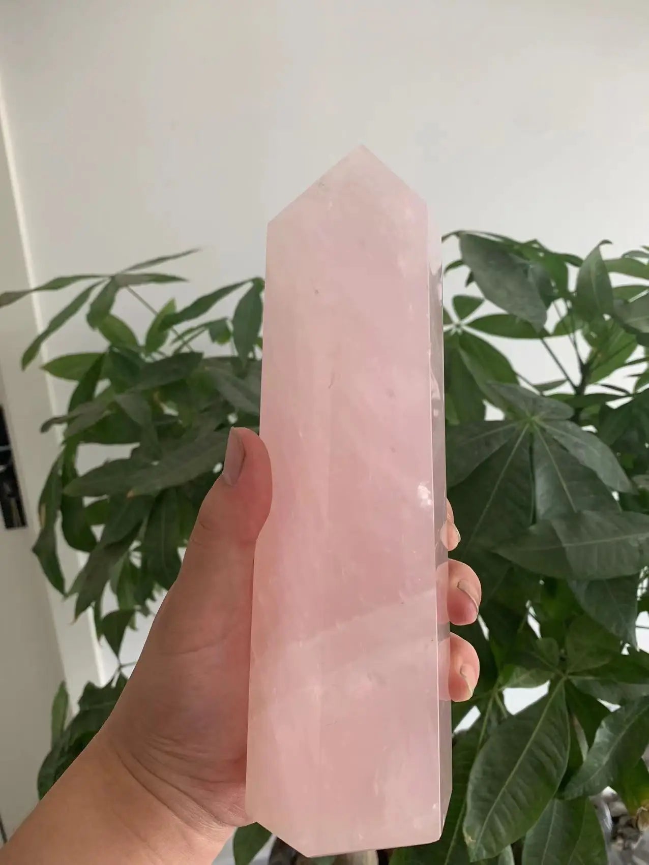 Natural Aura Rose Quartz Crystal Chakra Tower
