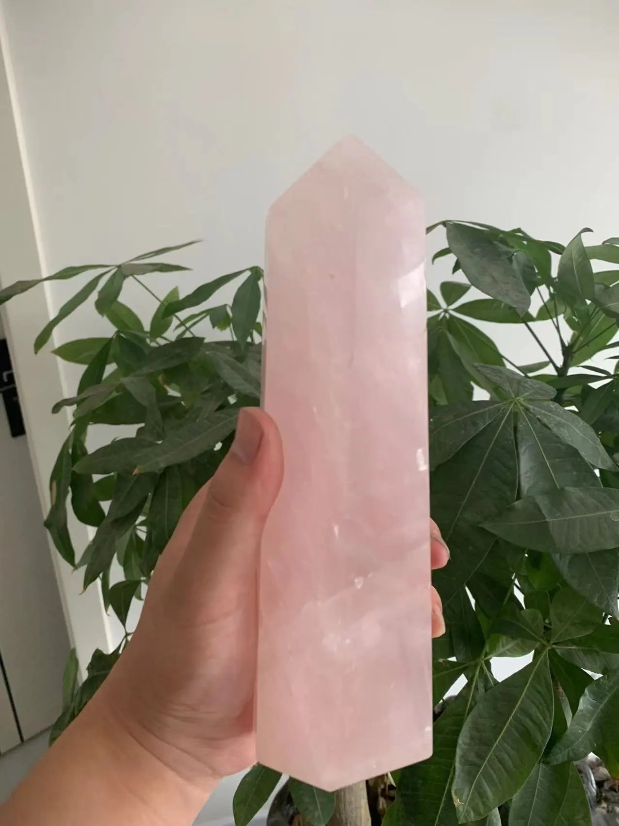Natural Aura Rose Quartz Crystal Chakra Tower
