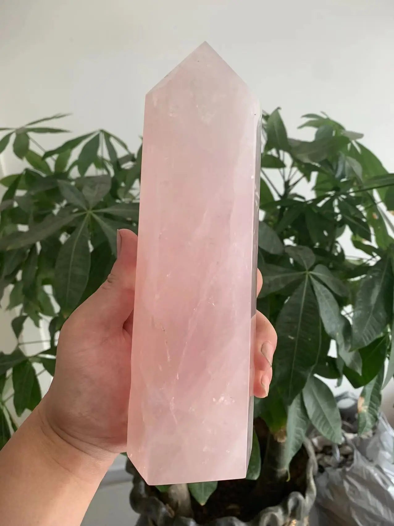 Natural Aura Rose Quartz Crystal Chakra Tower