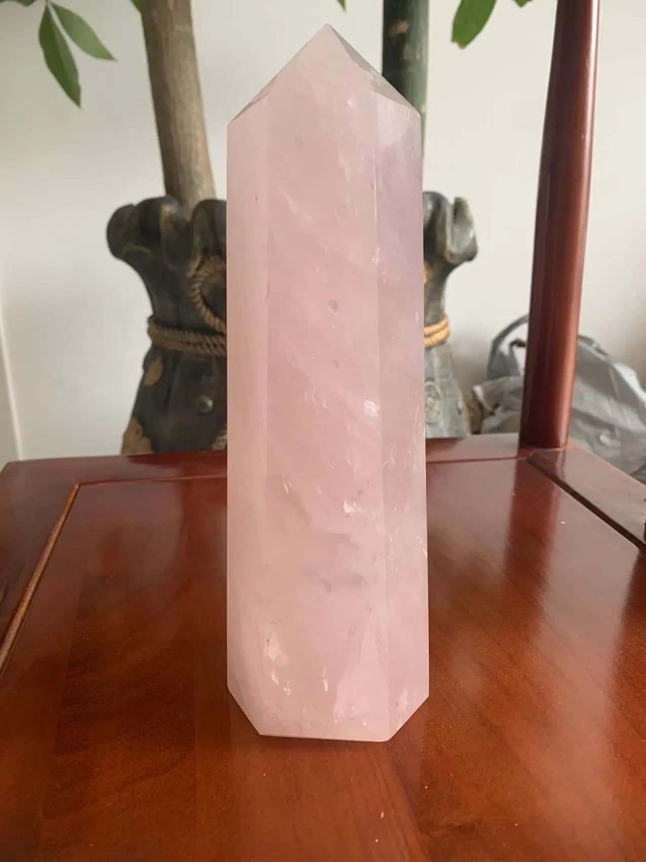 Natural Aura Rose Quartz Crystal Chakra Tower